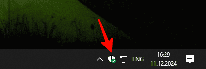 Значок антивируса Microsoft Defender в трее Windows